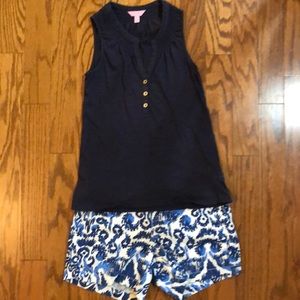 Lilly Pulitzer tank (xs) and shorts (2)